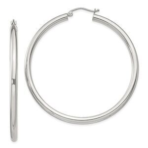 Kazi Luxury Sterling Silver 3mm Round Hoop Earrings